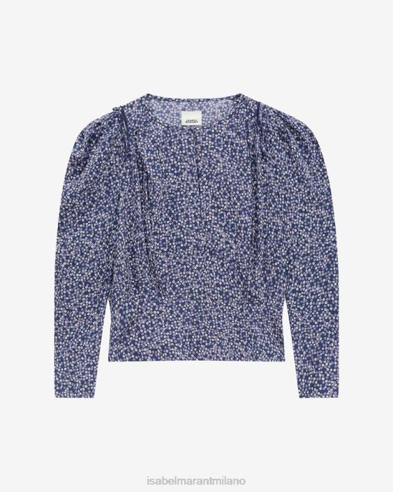 vestiario R88T183 Isabel Marant donne top in seta Zarga blu