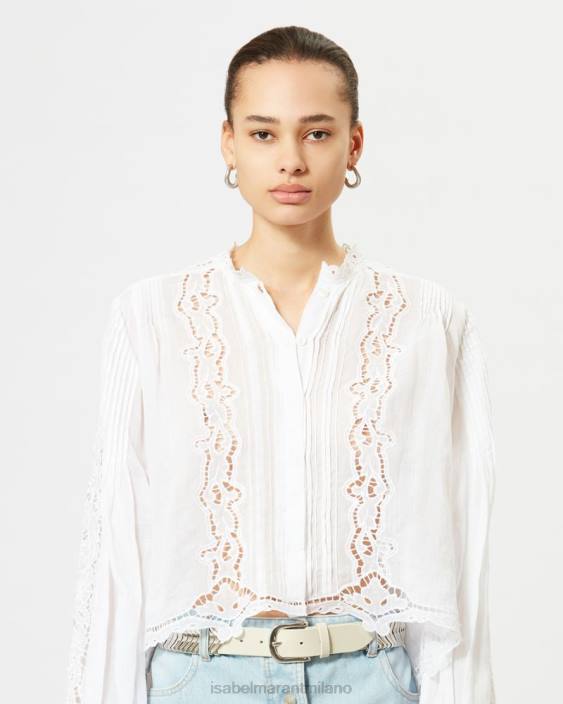 vestiario R88T190 Isabel Marant donne Top in ramiè kubra bianco