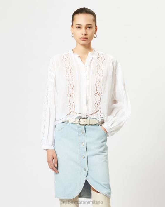 vestiario R88T190 Isabel Marant donne Top in ramiè kubra bianco