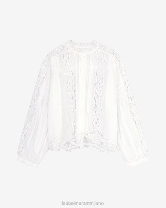 vestiario R88T190 Isabel Marant donne Top in ramiè kubra bianco