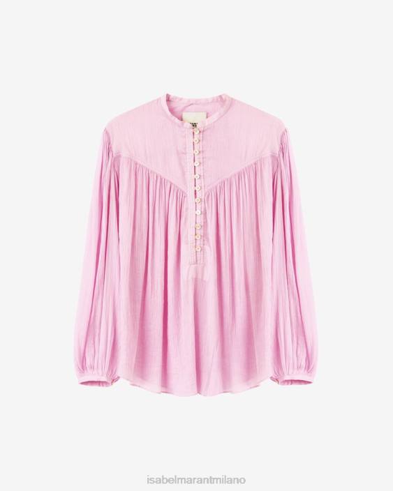 vestiario R88T216 Isabel Marant donne Top in cotone Kiledia rosa