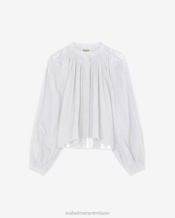 vestiario R88T471 Isabel Marant donne camicia di cotone imayae bianco