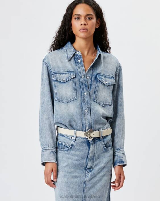 vestiario R88T484 Isabel Marant donne questa camicia di jeans azzurro