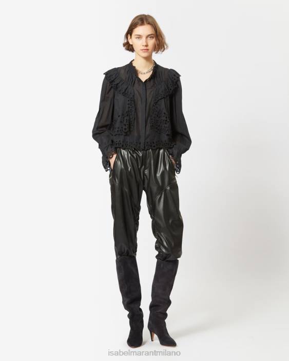 vestiario R88T500 Isabel Marant donne top in cotone Kelmon nero