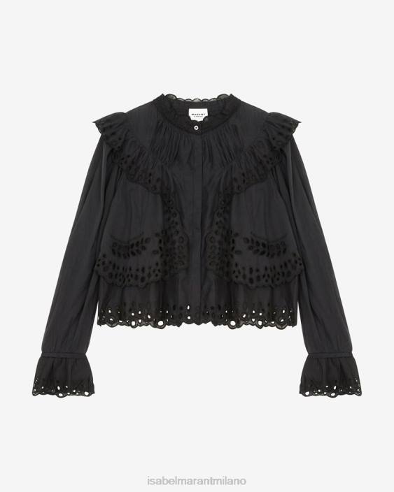 vestiario R88T500 Isabel Marant donne top in cotone Kelmon nero