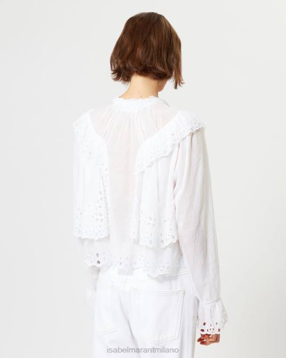 vestiario R88T501 Isabel Marant donne top in cotone Kelmon bianco