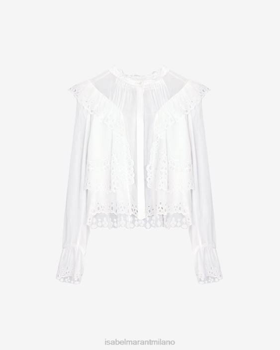 vestiario R88T501 Isabel Marant donne top in cotone Kelmon bianco