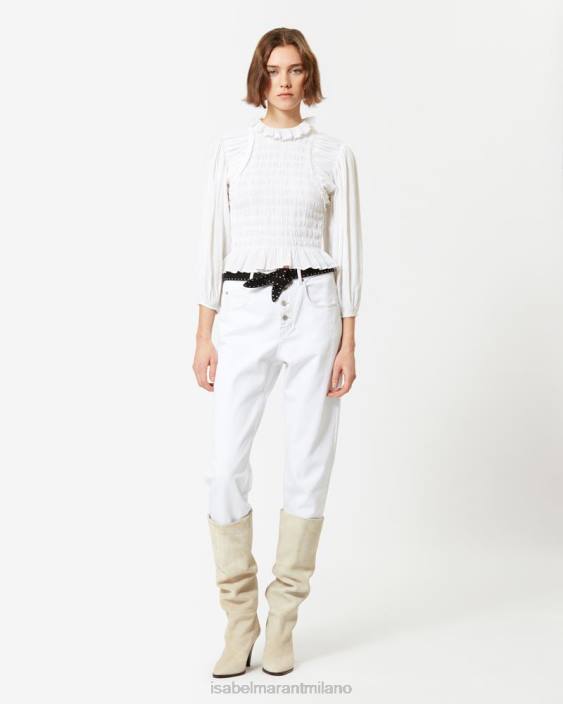 vestiario R88T502 Isabel Marant donne Top in cotone idris bianco