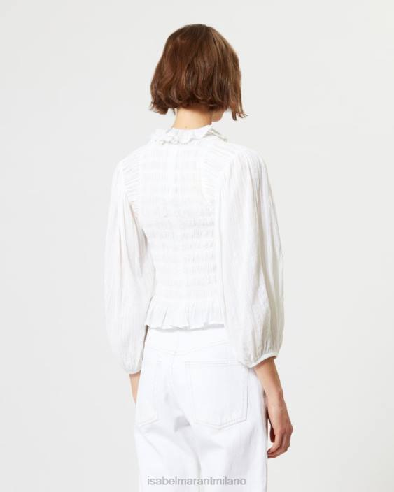 vestiario R88T502 Isabel Marant donne Top in cotone idris bianco