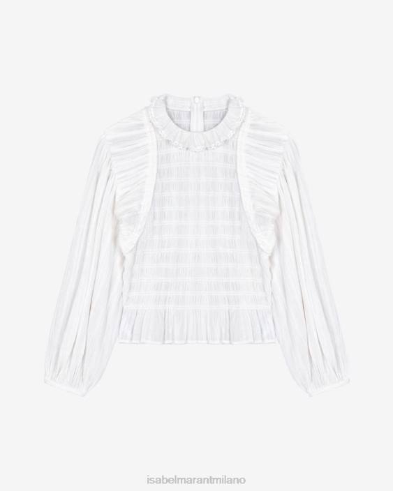 vestiario R88T502 Isabel Marant donne Top in cotone idris bianco