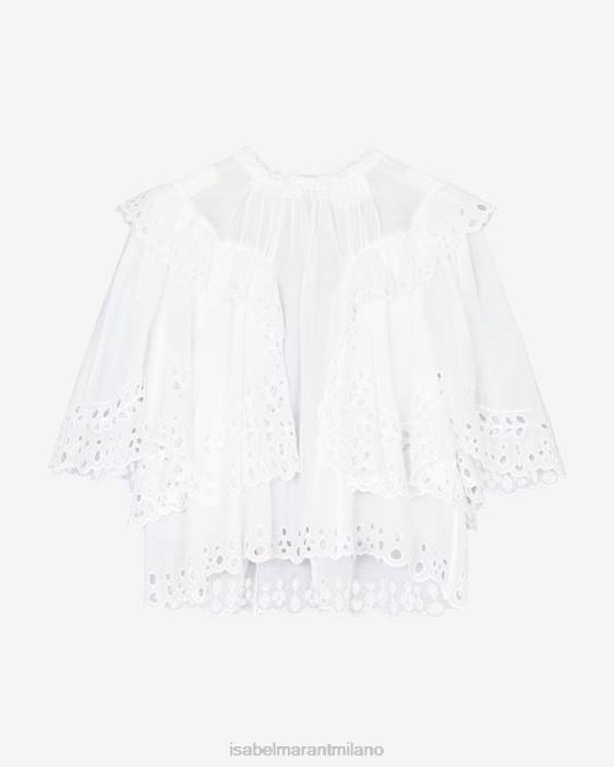 vestiario R88T507 Isabel Marant donne Top in cotone Katia bianco