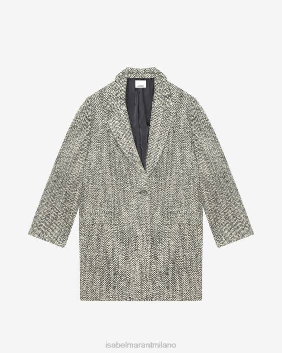 vestiario R88T21 Isabel Marant donne Cappotto Jilinka nero/ecru