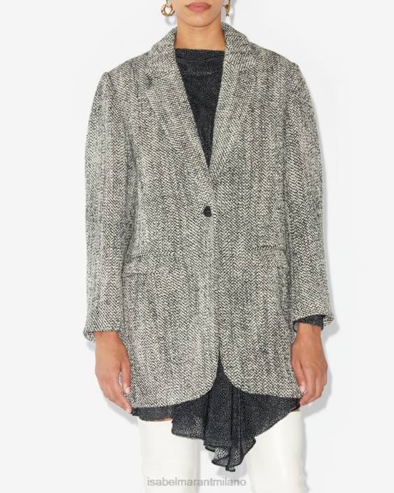 vestiario R88T21 Isabel Marant donne Cappotto Jilinka nero/ecru