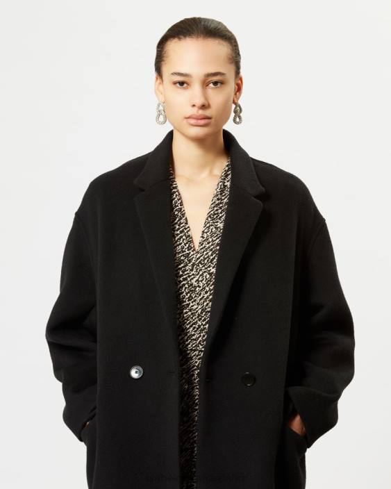 vestiario R88T30 Isabel Marant donne Cappotto in lana efegozi nero