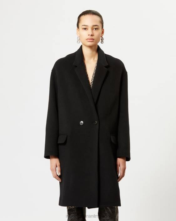 vestiario R88T30 Isabel Marant donne Cappotto in lana efegozi nero