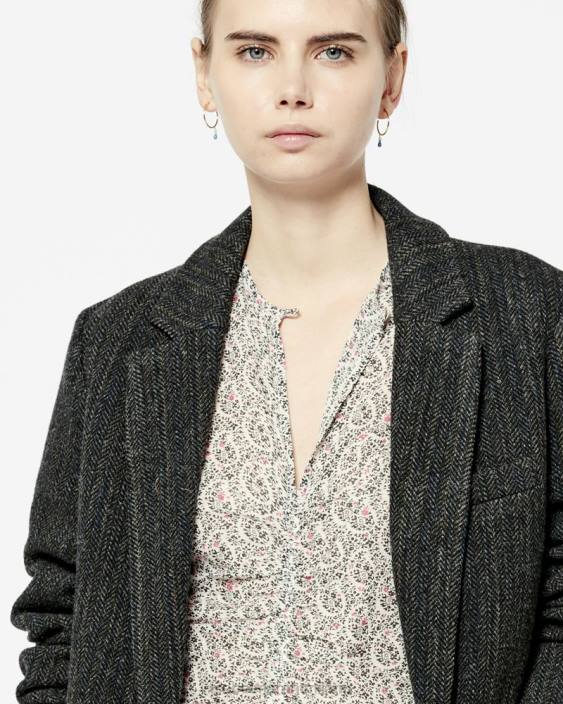 vestiario R88T337 Isabel Marant donne giacca di lana charlyne nero