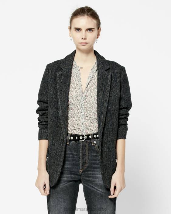 vestiario R88T337 Isabel Marant donne giacca di lana charlyne nero