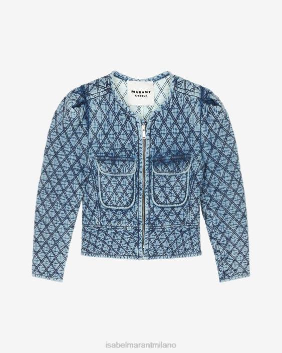 vestiario R88T346 Isabel Marant donne giacca deliona in cotone azzurro