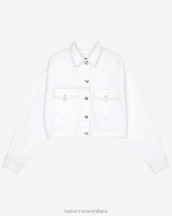 vestiario R88T348 Isabel Marant donne giacca di jeans Tadia bianco