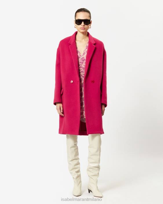 vestiario R88T42 Isabel Marant donne Cappotto in lana efegozi lampone