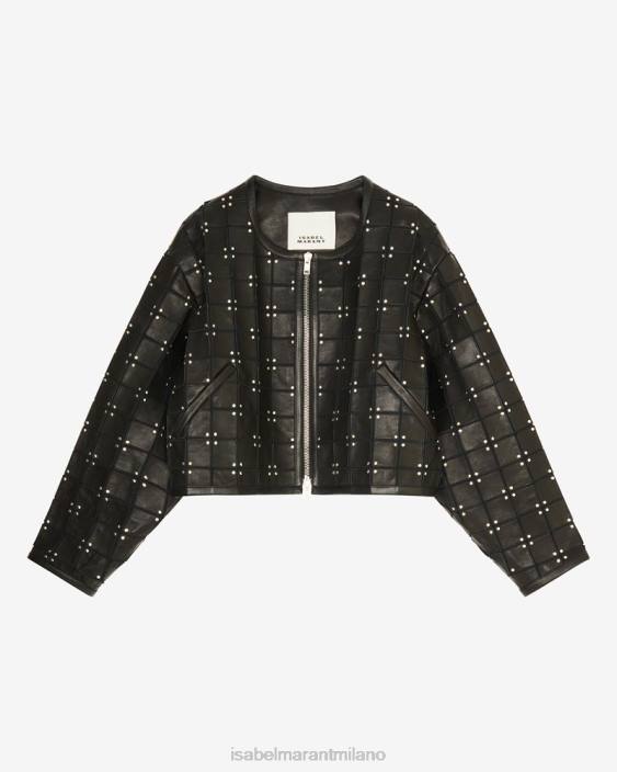 vestiario R88T59 Isabel Marant donne giacca in pelle rosana nero