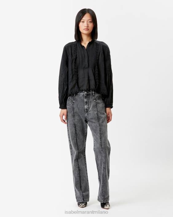 vestiario R88T226 Isabel Marant donne pantaloni in denim nadege grigio