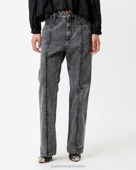 vestiario R88T226 Isabel Marant donne pantaloni in denim nadege grigio