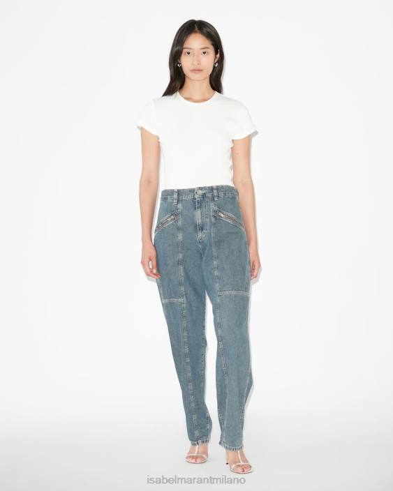 vestiario R88T237 Isabel Marant donne pantaloni in denim fantasia blu scuro