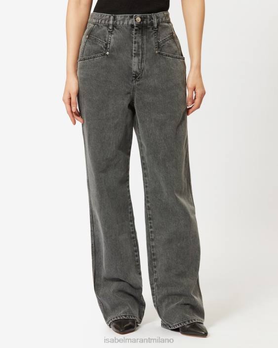 vestiario R88T239 Isabel Marant donne pantaloni in denim dileskoa grigio