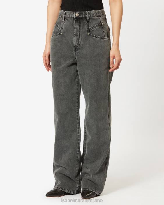 vestiario R88T239 Isabel Marant donne pantaloni in denim dileskoa grigio