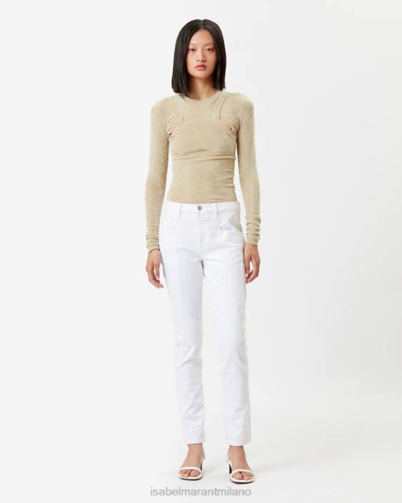 vestiario R88T241 Isabel Marant donne pantaloni in denim slim vikira bianco