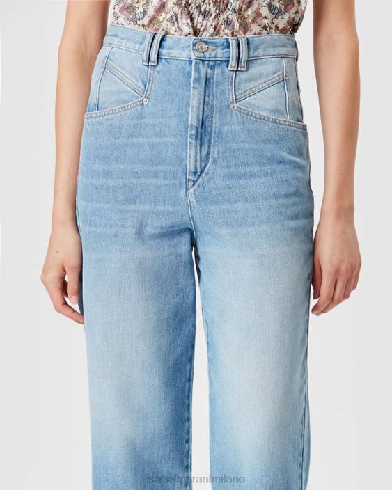 vestiario R88T242 Isabel Marant donne pantaloni in denim dilali azzurro