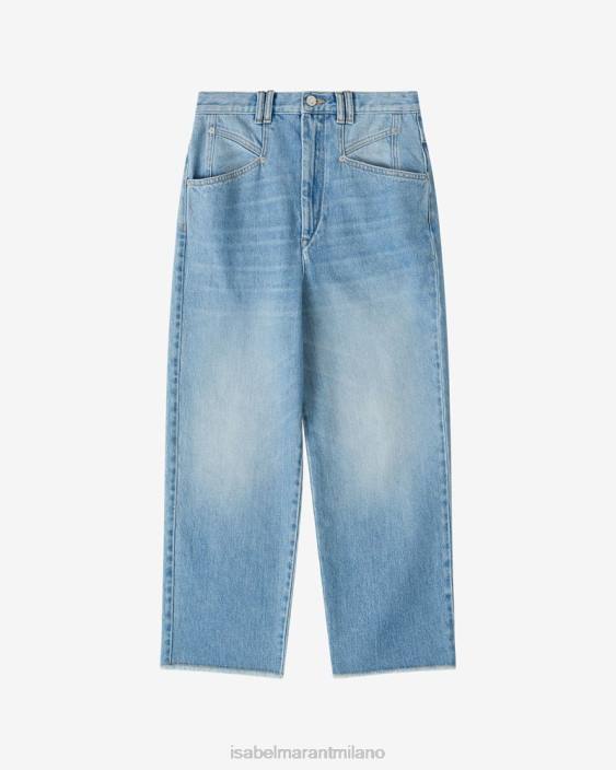 vestiario R88T242 Isabel Marant donne pantaloni in denim dilali azzurro