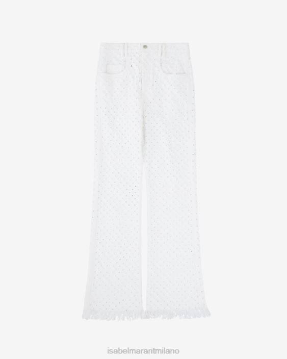 vestiario R88T243 Isabel Marant donne alvira jeans bianco