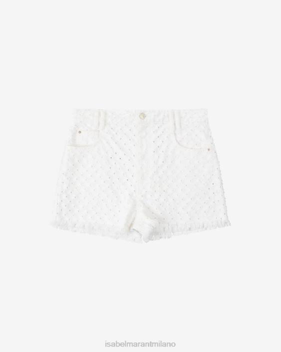 vestiario R88T245 Isabel Marant donne pantaloncini lesia in cotone bianco