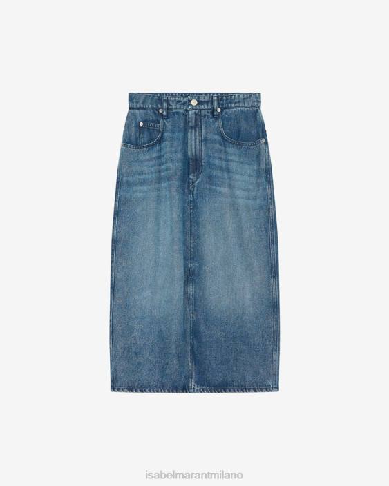 vestiario R88T542 Isabel Marant donne gonna in denim tilauria blu