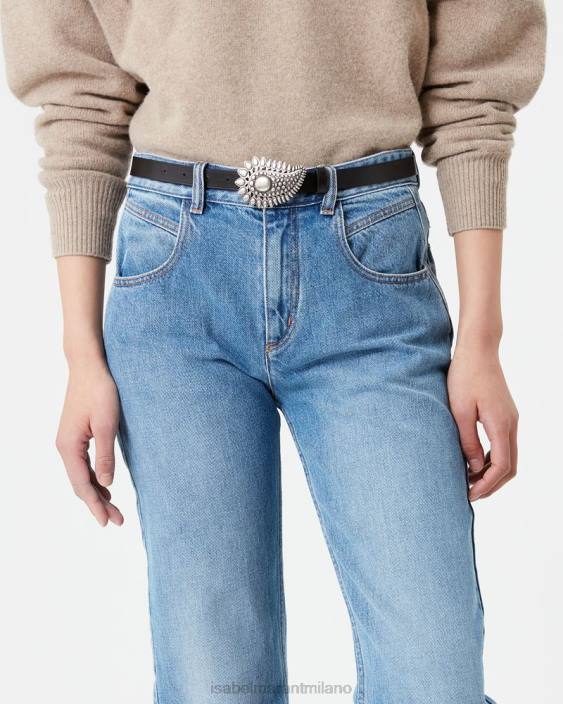 vestiario R88T556 Isabel Marant donne jeans mamma Vanda azzurro