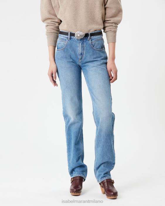 vestiario R88T556 Isabel Marant donne jeans mamma Vanda azzurro