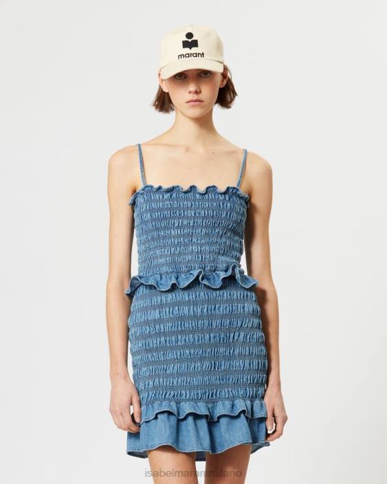 vestiario R88T559 Isabel Marant donne Abito in denim Djina azzurro