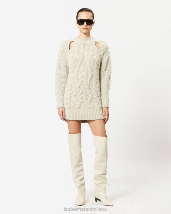 vestiario R88T281 Isabel Marant donne abito in alpaca nazae grigio chiaro