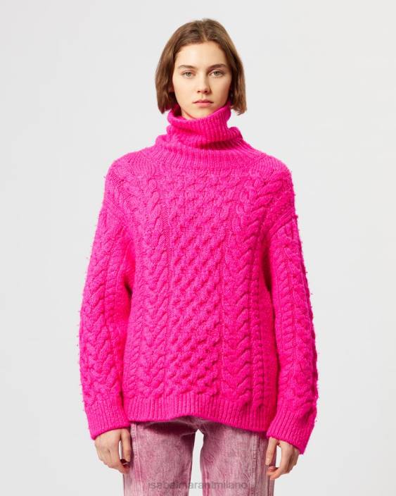 vestiario R88T567 Isabel Marant donne maglione di giada rosa fluo