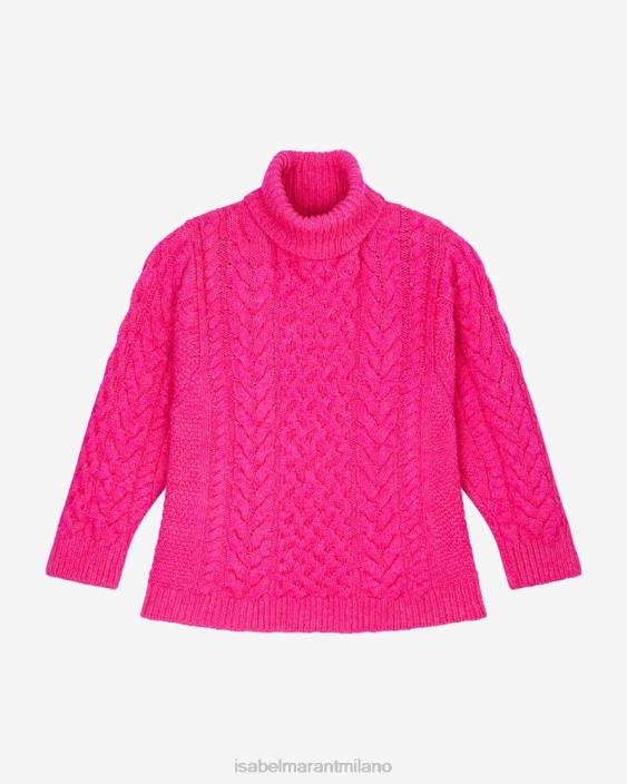 vestiario R88T567 Isabel Marant donne maglione di giada rosa fluo