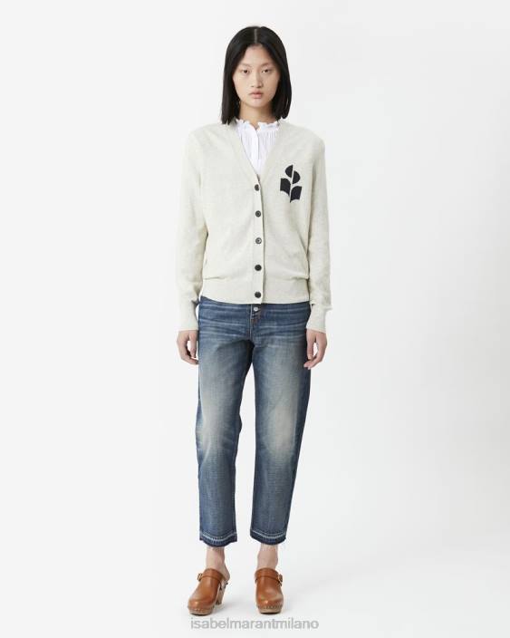 vestiario R88T575 Isabel Marant donne cardigan in cotone Karin grigio chiaro