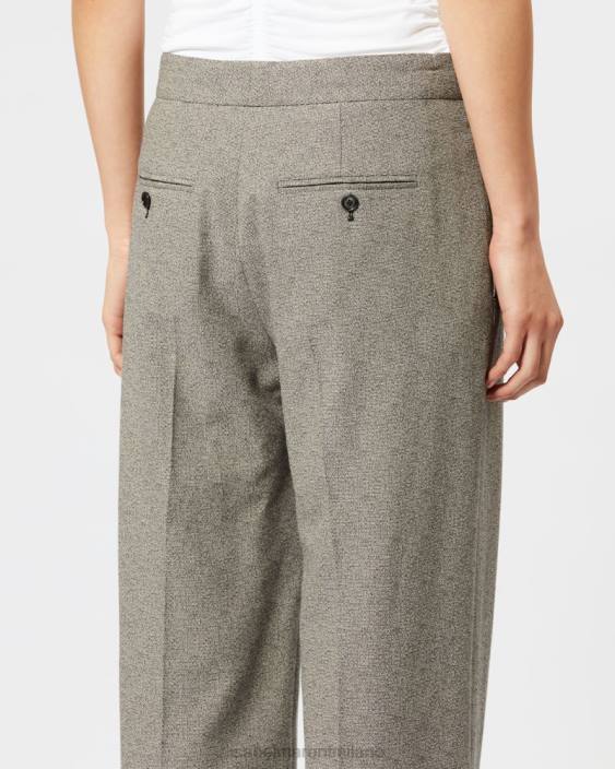 vestiario R88T293 Isabel Marant donne pantaloni scarsi ecrù/nero