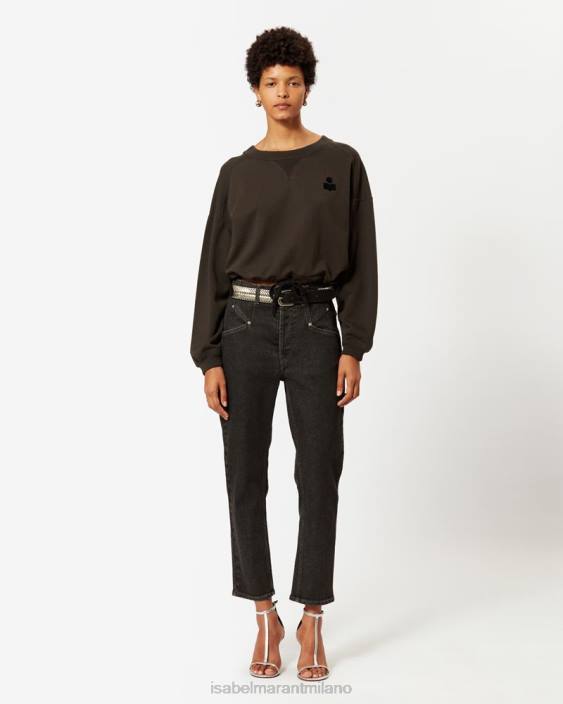 vestiario R88T296 Isabel Marant donne pantaloni in denim niliane nero sbiadito