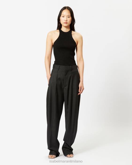 vestiario R88T297 Isabel Marant donne pantaloni in lana vergine sopiavea antracite