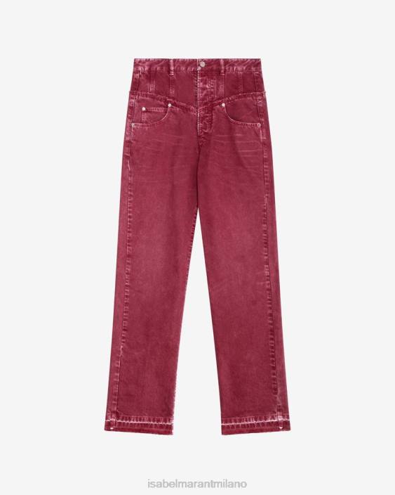 vestiario R88T323 Isabel Marant donne pantaloni noemi Borgogna