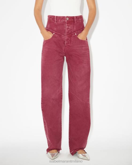 vestiario R88T323 Isabel Marant donne pantaloni noemi Borgogna