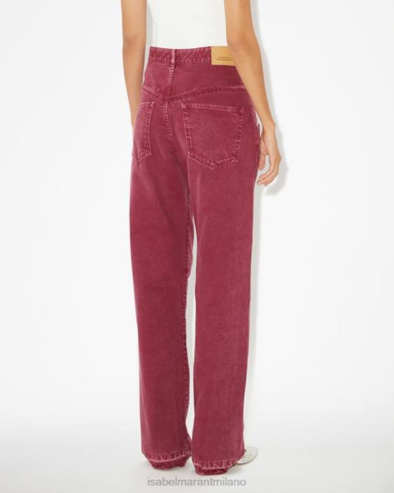 vestiario R88T323 Isabel Marant donne pantaloni noemi Borgogna