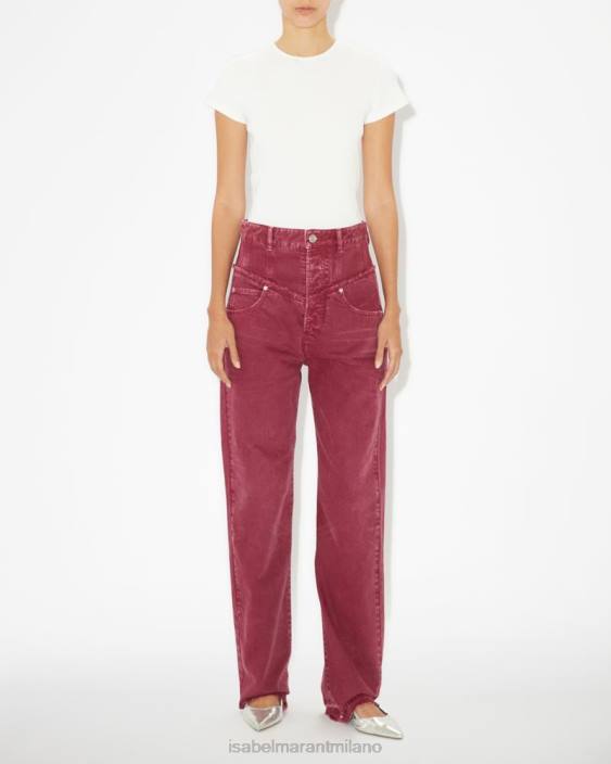 vestiario R88T323 Isabel Marant donne pantaloni noemi Borgogna